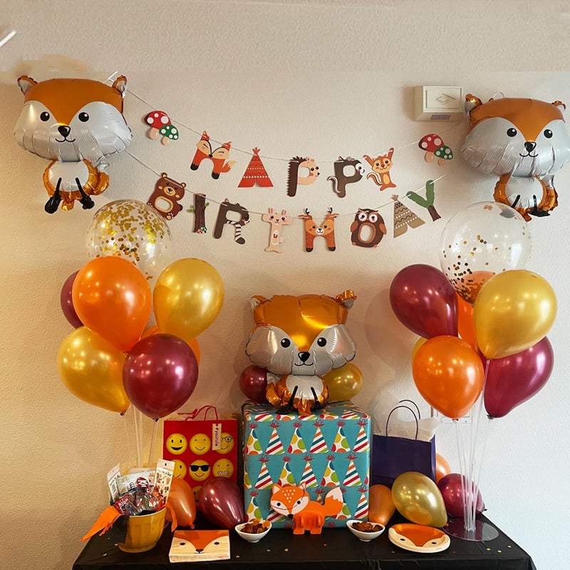 Finypa Animal Birthday Party Decorations, Woodland Happy Birthday Banner Hedgehog, Squirrel, Fox, Raccoon Animal Balloon Garland & Arch Kit for Boy Girl Baby Shower Birthday Supplie - Image 5